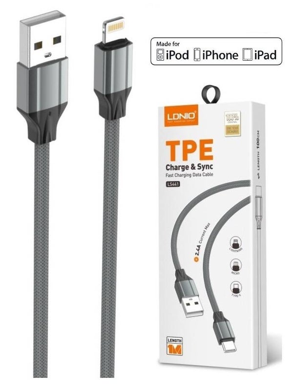 LDNIO lightning iphone Fast Charging Data Cable With Output 2.4A Ios 13 macbook Ipad pro Iphone x 11 12