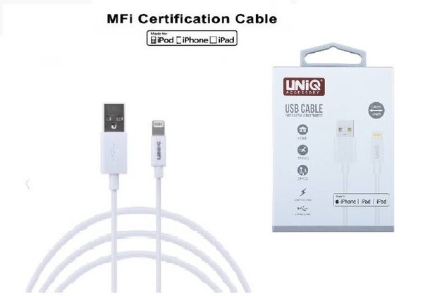 MFI iPhone Kabel van UNIQ Accessory 2.4A (1m) - Wit - Apple Certified X Xs Max XR 2.4A Snel Opladen USB Lader Data Kabel voor iPhone 8 7 6 6 SPlus X XR X-MAX