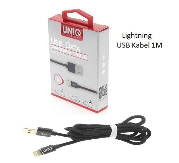 Lightning USB Kabel Zwart 1m UNIQ Accessory 2.1A voor iphone