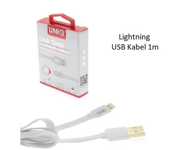 Lightning USB Kabel 1m UNIQ Accessory 2.1A Wit voor iphone zwart