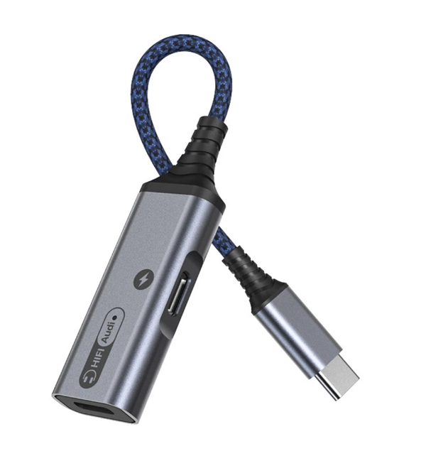 Type C Naar 3.5Mm Hoofdtelefoon En Oplader Adapter 2 In 1 Usb C Aux Audio Adapter Jack splitter Voor Huawei-Grijs