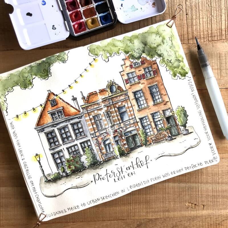 huisportret waterverf illustratie