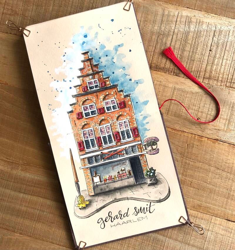 huisportret waterverf illustratie