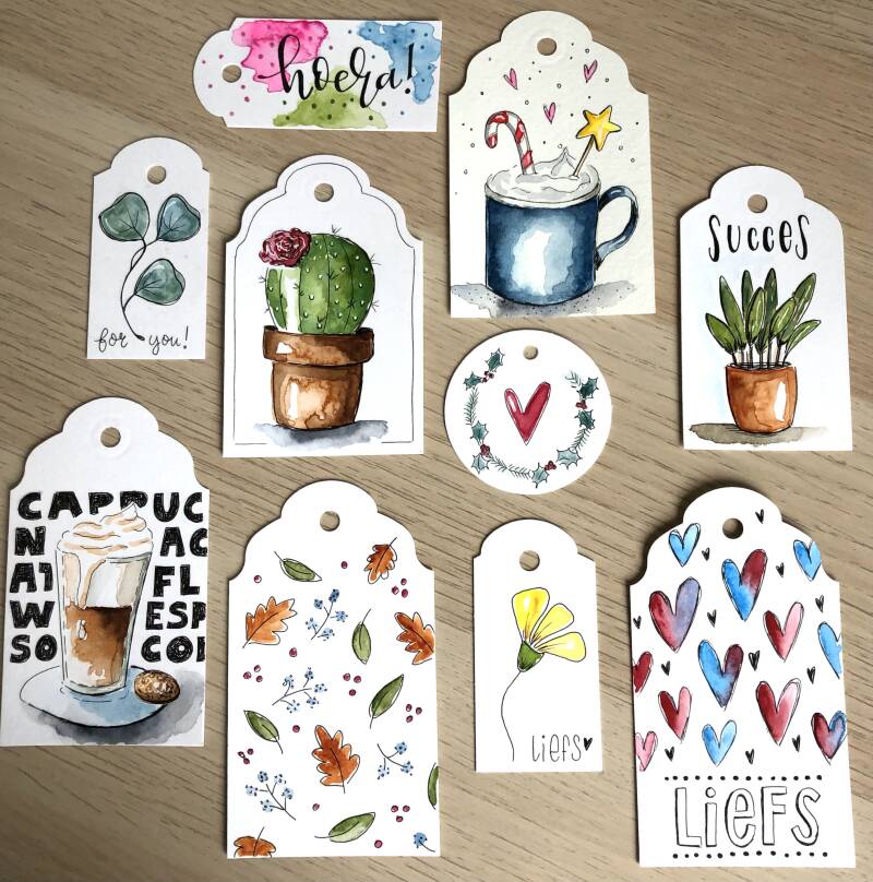 cadeaulabels workshop waterverf
