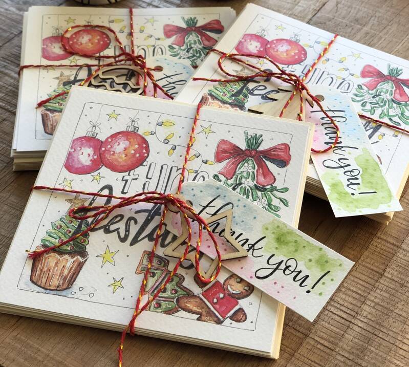 wenskaarten waterverf handgemaakt