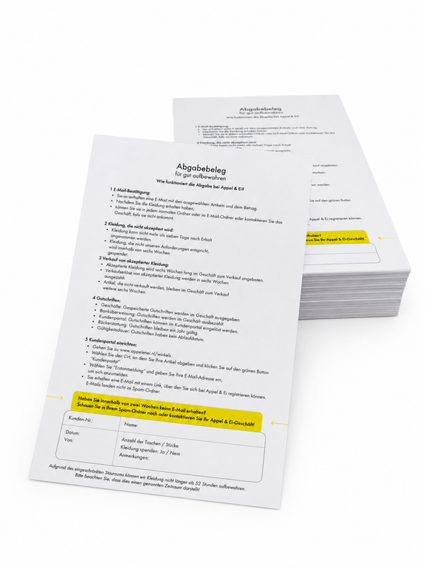 Inbreng bewijs Blok - per 5 stuks Duits