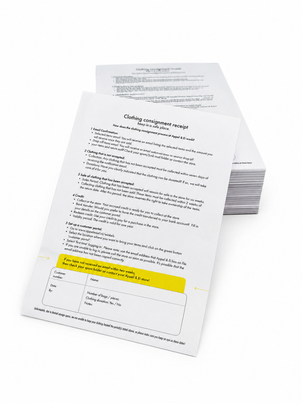 Inbreng bewijs Blok - per 5 stuks Engels