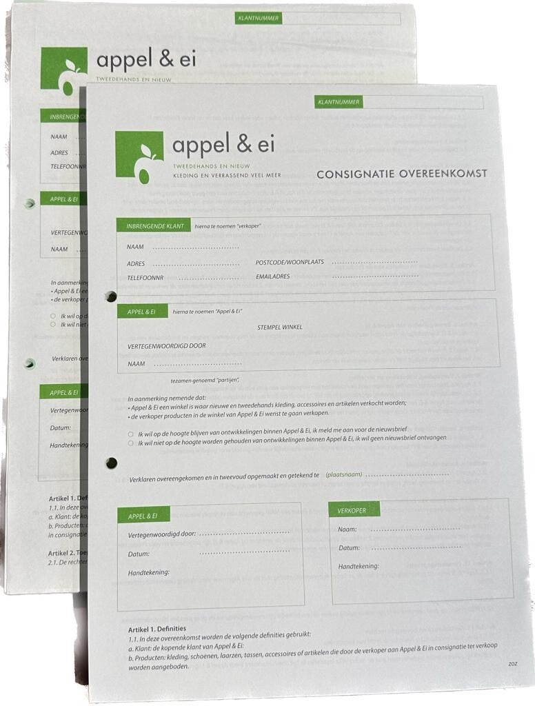 Consignatie blok (set 5 blokken)