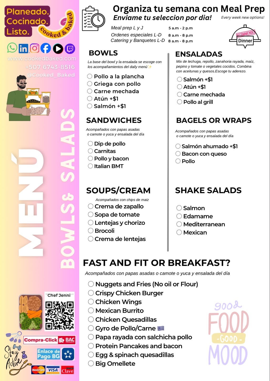 Menú de bowls, ensaladas, sándwiches, sopas y desayunos fit de Cooked & Baked en Panamá