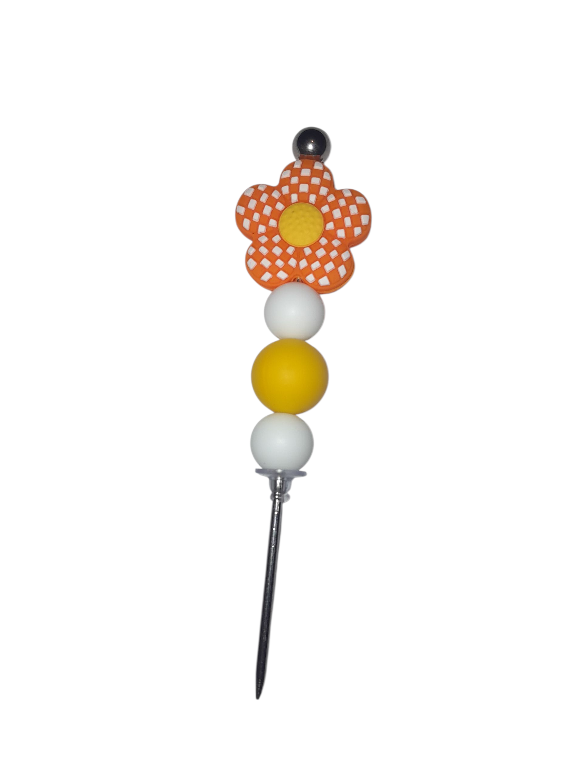 Beaded Craft Wand - Orange Flower