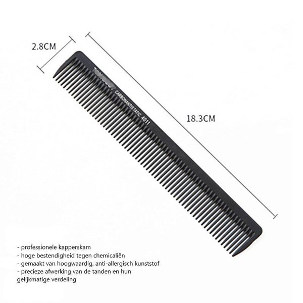 knipkam middel carbon zwart herenkam (4011)