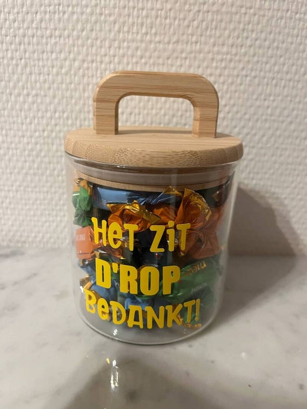 Snoeppot met bamoe deksel chocolade