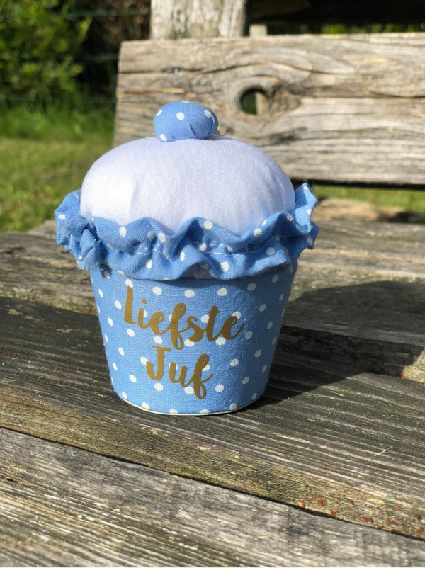 Cupcake 'liefste juf' Blauw