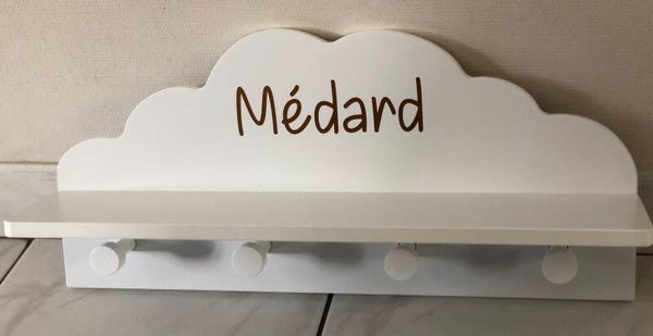 Houten kapstok wolk wit