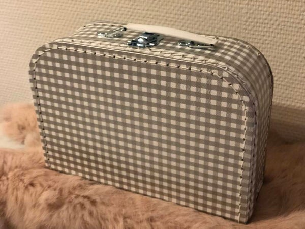 Kinderkoffertje geruit grijs 25cm