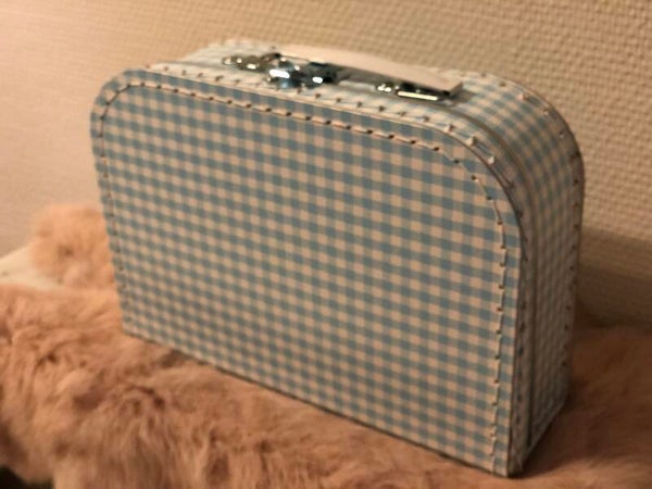 Kinderkoffertje geruit blauw 25cm