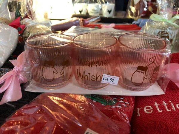 Set roze schaal met 3 theelichtjes