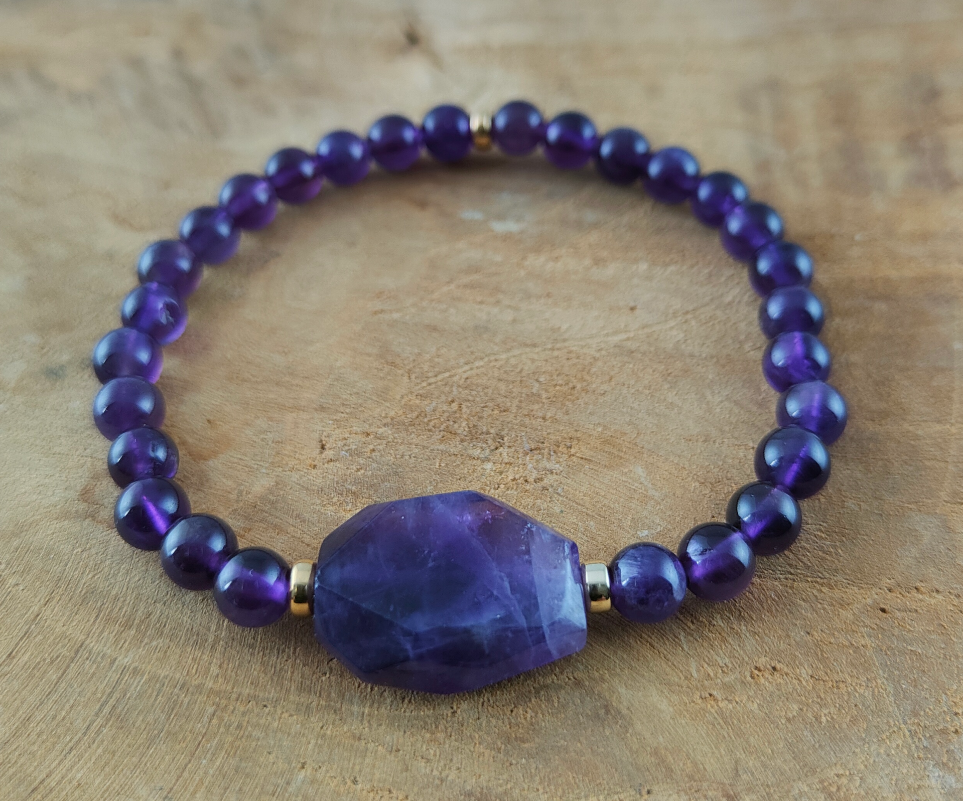 Amethist Armband 6 mm met 14K/20 gold spacers