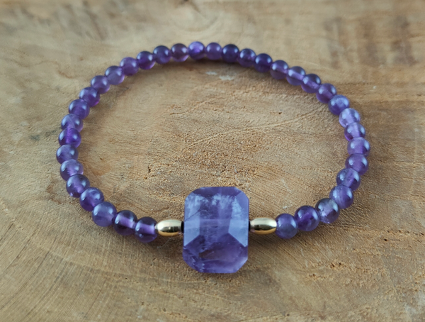 Amethist Armband 4 mm met 14K/20 Gold spacers