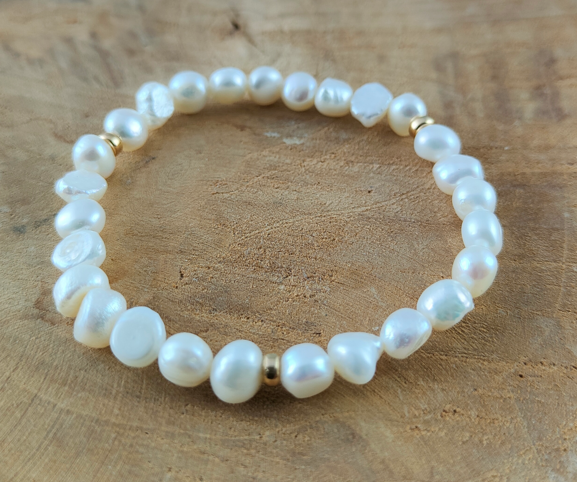 Parel Nuggets Armband 6 mm met 14K/20 Gold spacers