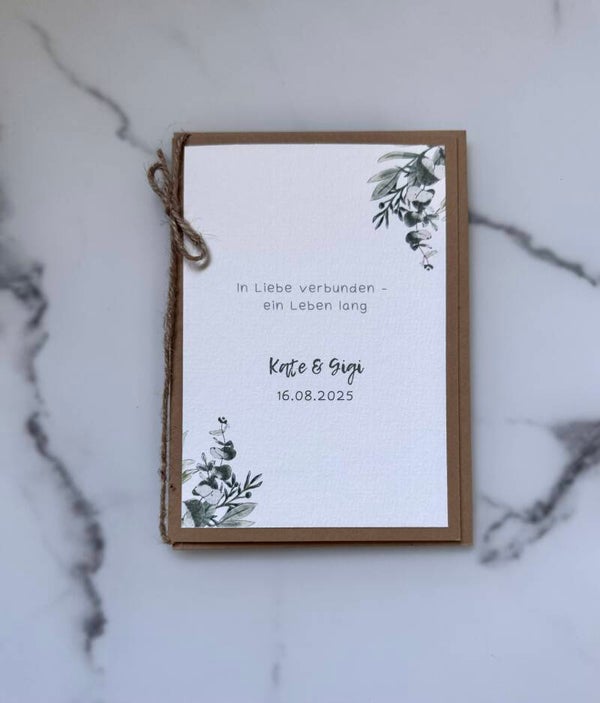 Personalisierte Karte zur Hochzeit