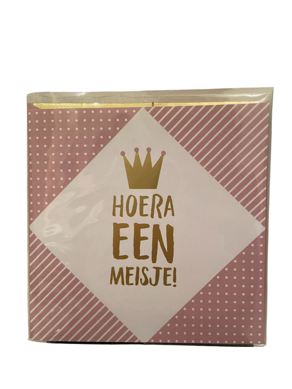 Wenskaart "Hoera een meisje"