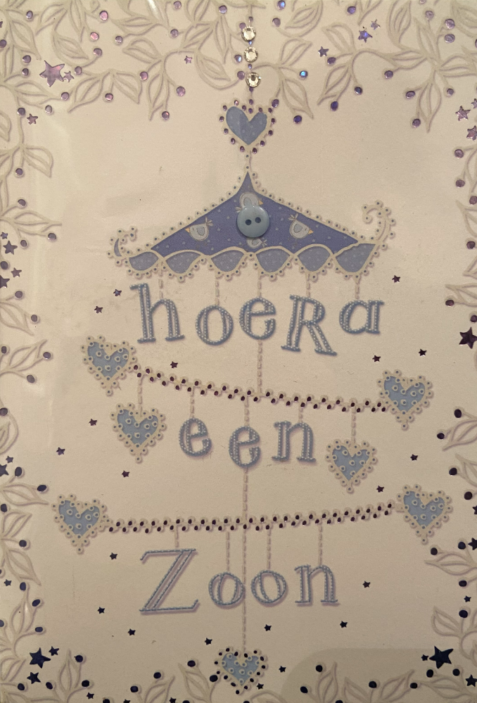 Wenskaart "Hoera een zoon"