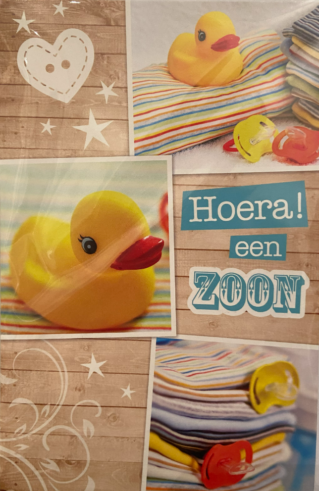 Wenskaart "Hoera een zoon"