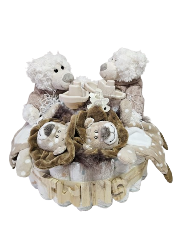Pampertaart TWEELING knuffelbeer/leeuw