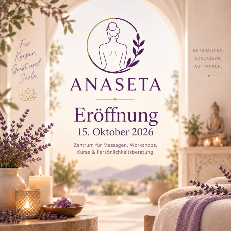 ANASETA Zentrum in 5033 Buchs AG: Massagen, Persönlichkeitsberatung, Workshops, Kurse, Räume zur Miete und Praxisgemeinschaft.