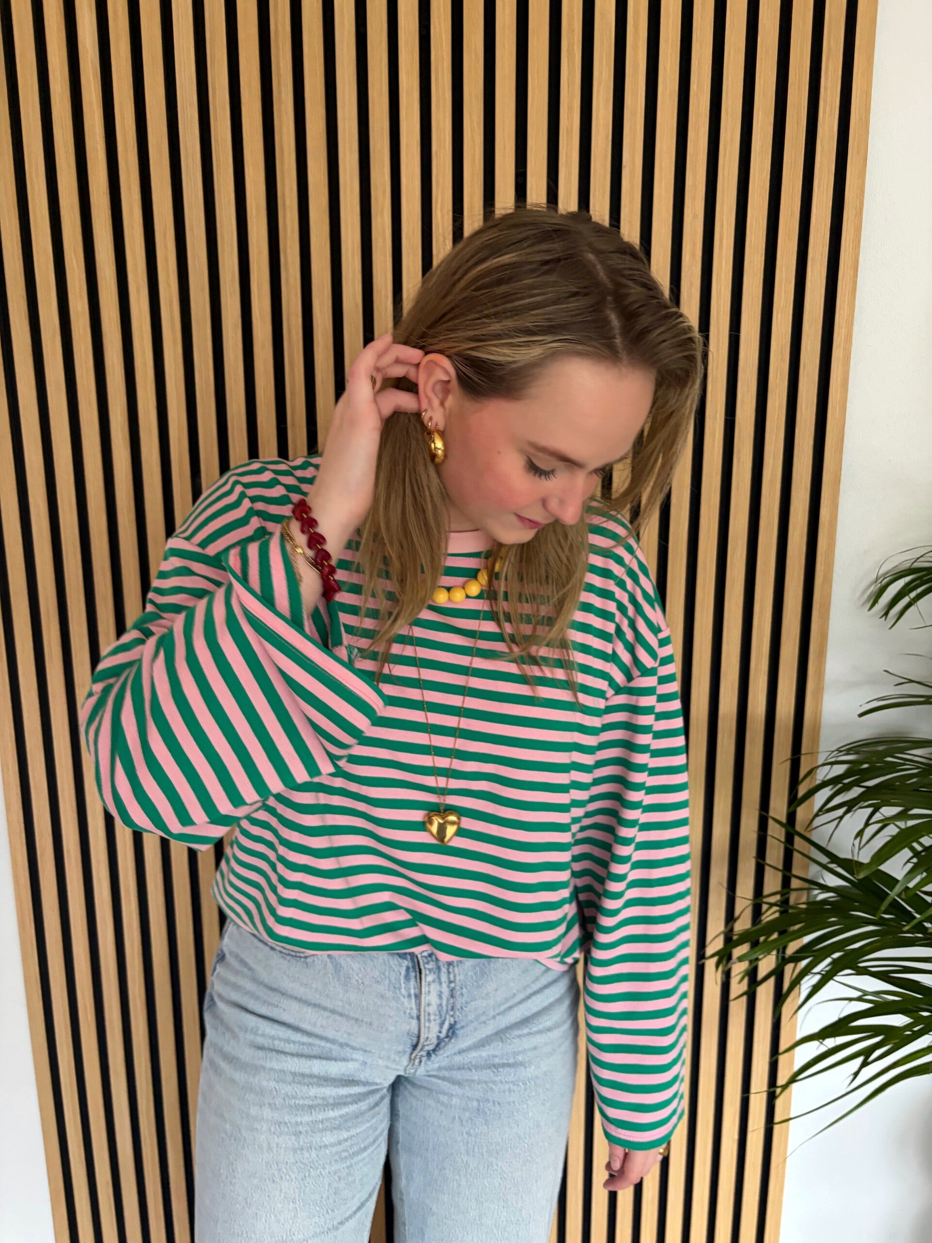 Longsleeve groen/roze