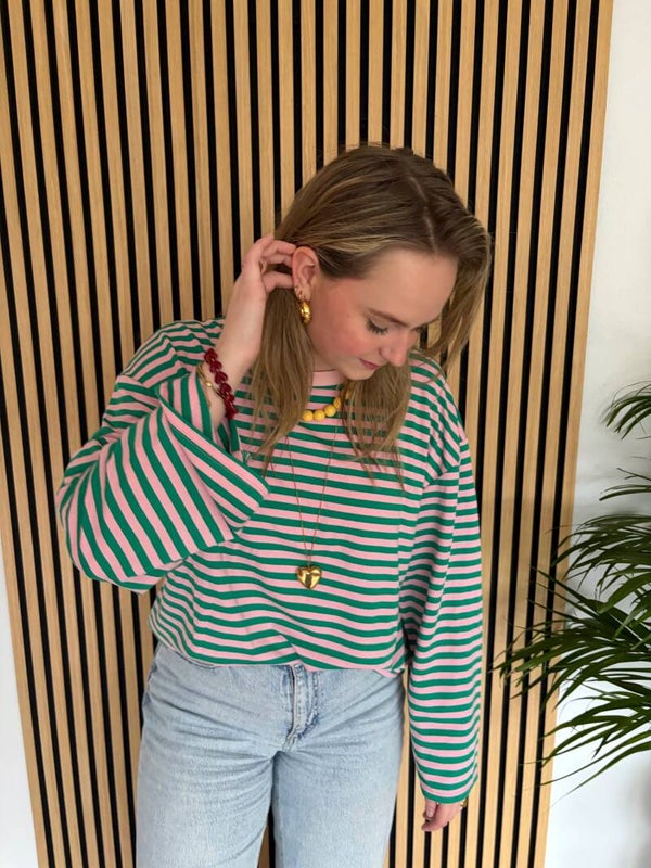 Longsleeve groen/roze