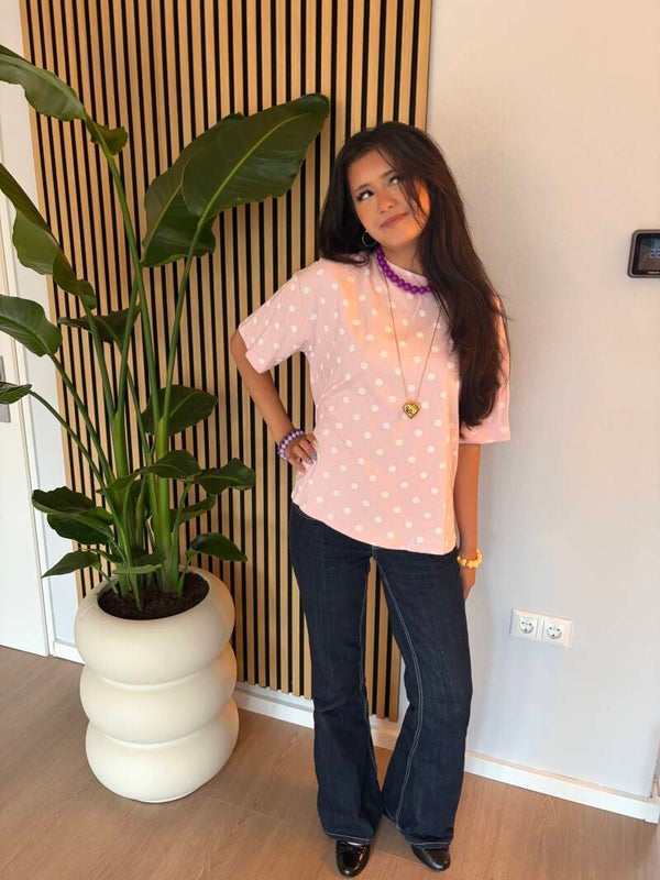 Polkadot shirt roze