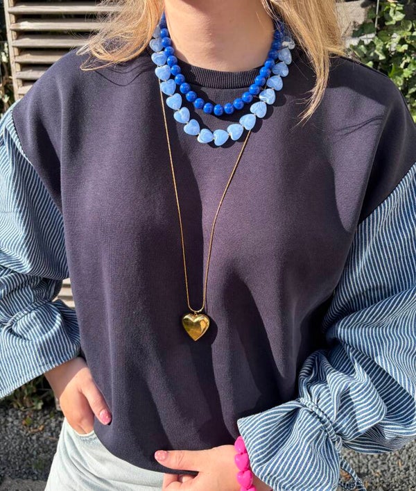 Hartjes ketting blauw