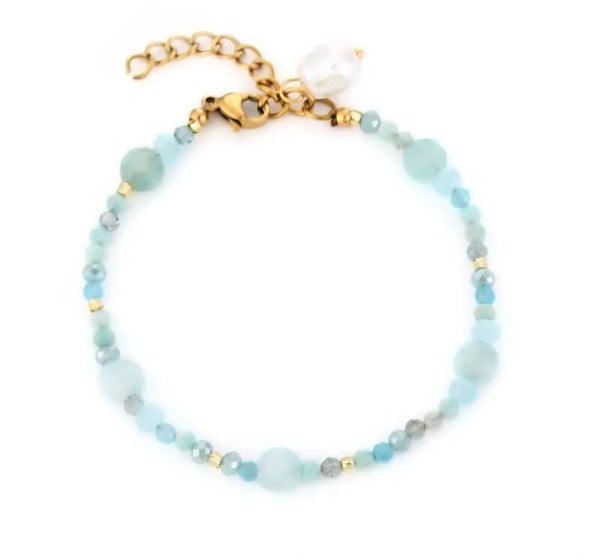 Blauwe kraaltjes, armband