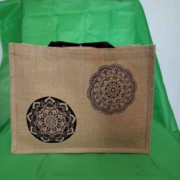 Jute-Shopper mit Textildruck
