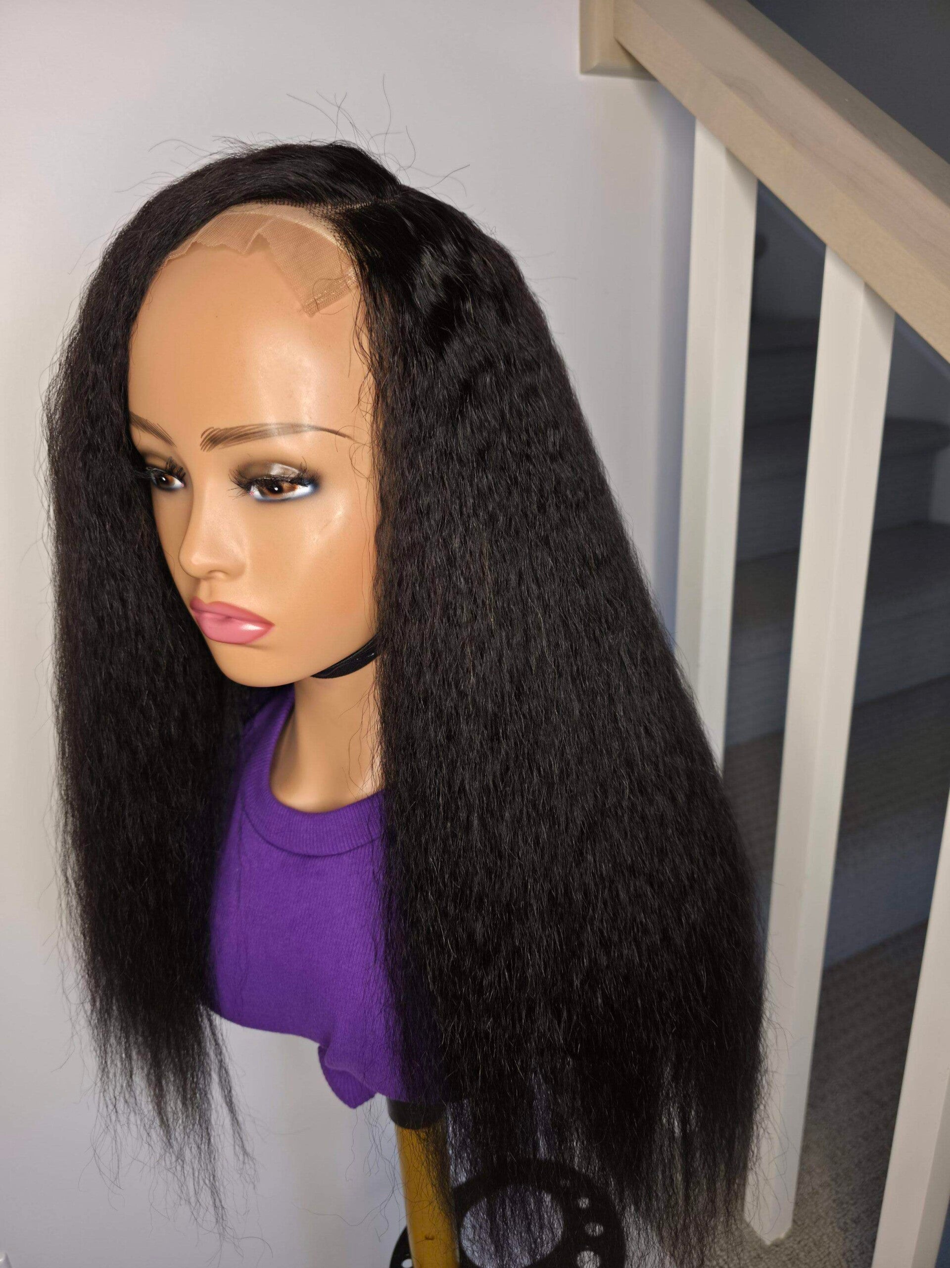 20" Virgin Hair Kinky Straight Wig
