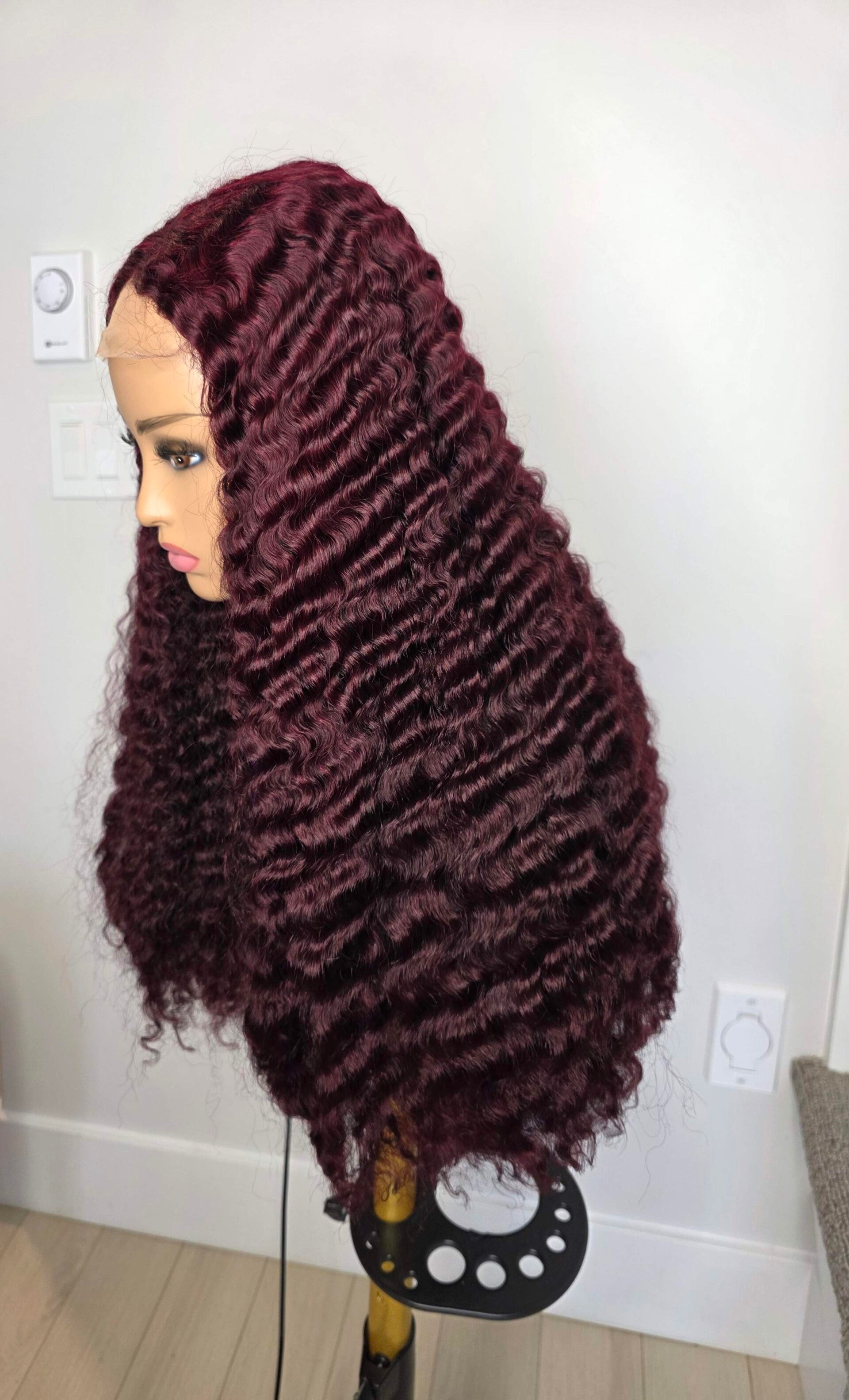 26'' Burgundy Burmese Curl wig Wig