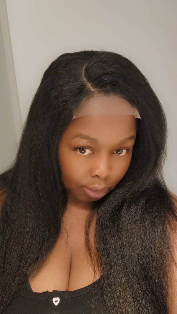 20" Virgin Hair Kinky Straight Wig