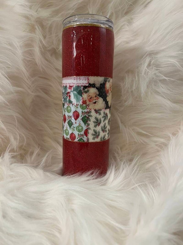 “Christmas Crazy Quilt” 30oz Skinny Straight Tumbler