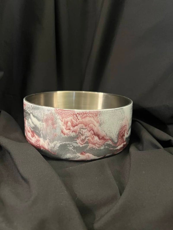 “Rose Gold and Silver Glow In The Dark Swirl” 32oz Dog Bowl