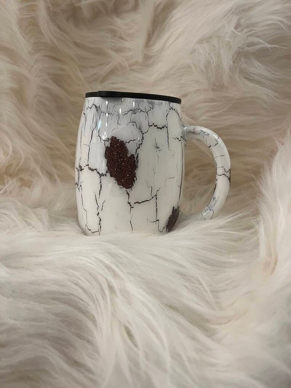 “Crackled” 14oz coffee mug tumbler