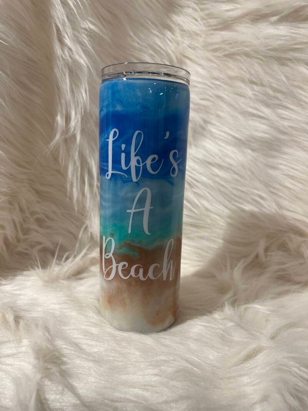 20oz Skinny Straight Life’s a Beach Tumbler