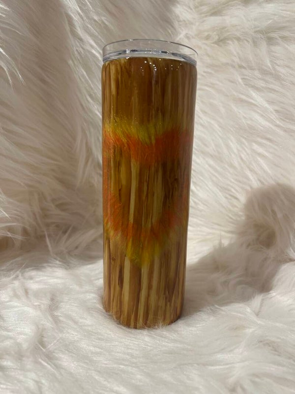 20oz Straight - light woodgrain with heart shaped stinger