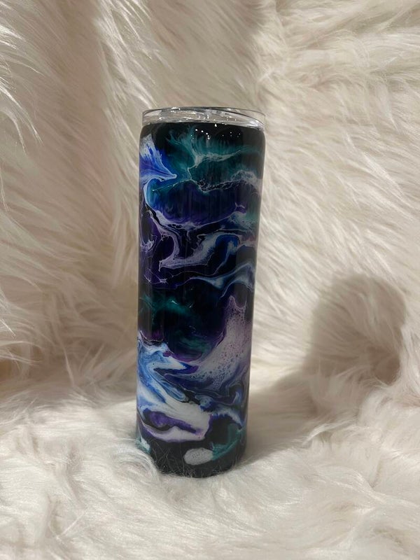 20oz Straight - purple, blue and green swirl