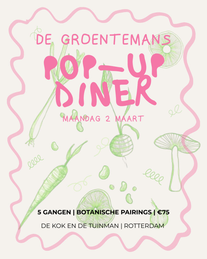 Pop-up diner in Rotterdam, groenten, de kok en de tuinman