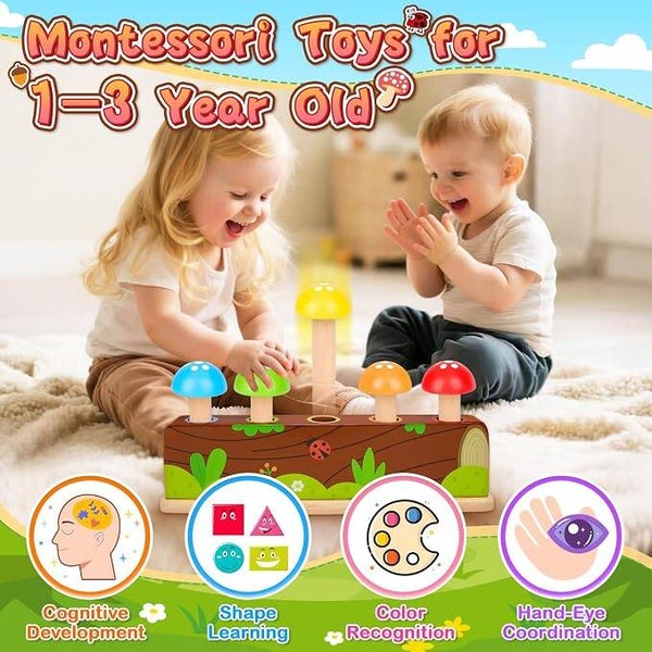 Pop Up Wooden Toy Age 1-3, Gifts for 1-3 Year Old Boys Girls- Motor skills Development-Wooden Toys-Traditional toys