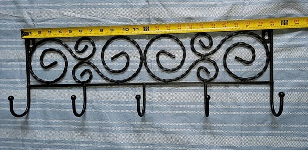 Black Metal Scroll Wall Hook Rack - Home Wall Decor - Pre-owned