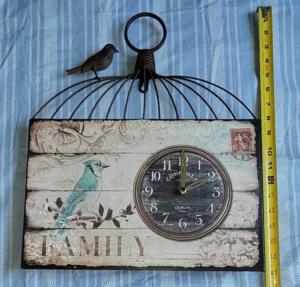 Teal and Cream Bird Cage Wall Clock - Pre-owned
