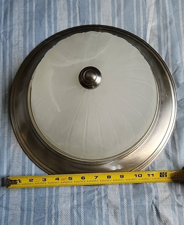 Brushed Nickel Flush Mount Ceiling Light with Frosted Glass - Pre-owned